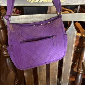 Vera Bradley Purple Quilted Shoulder Bag with Crescent Shape